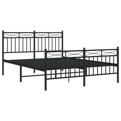 vidaXL Metal Bed Frame without Mattress with Footboard Black 135x190cm