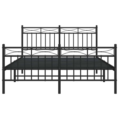 vidaXL Metal Bed Frame without Mattress with Footboard Black 135x190cm