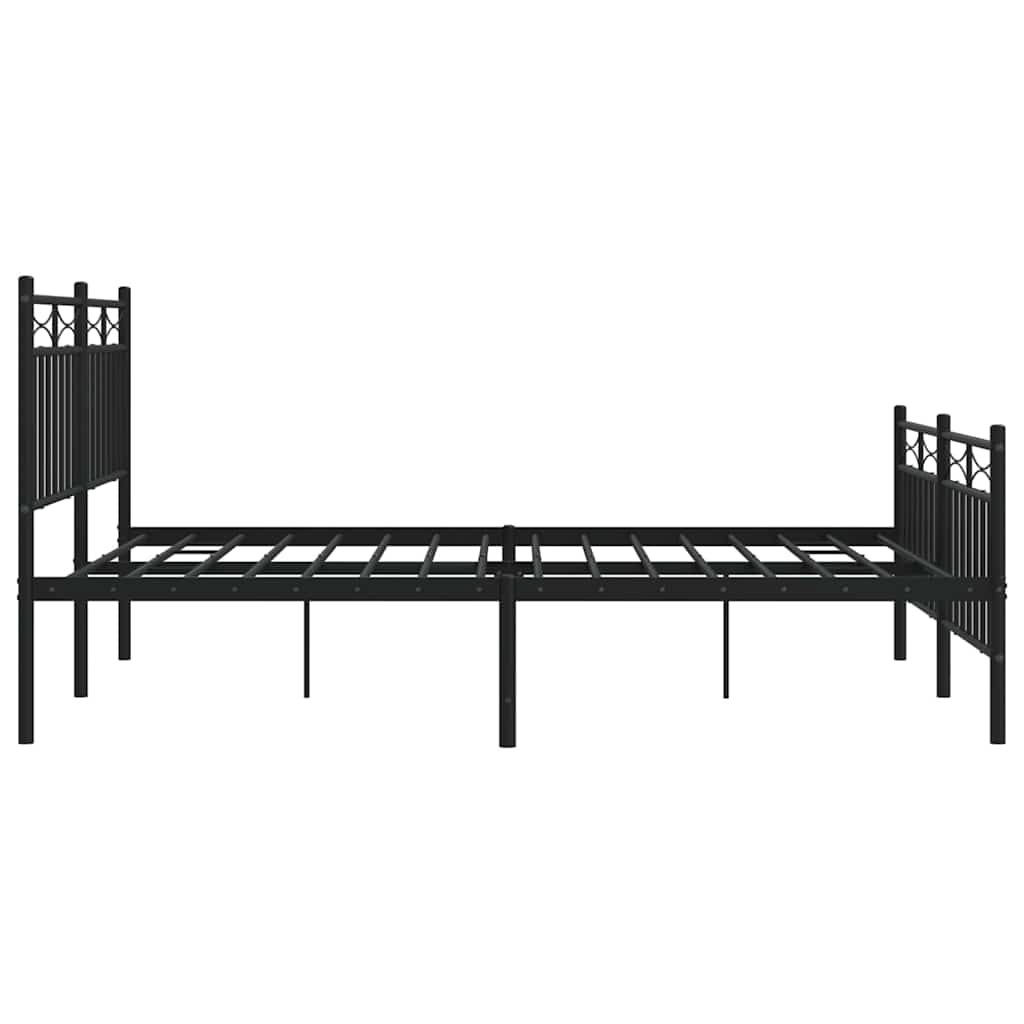 vidaXL Metal Bed Frame without Mattress with Footboard Black 135x190cm