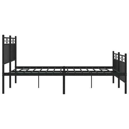 vidaXL Metal Bed Frame without Mattress with Footboard Black 135x190cm