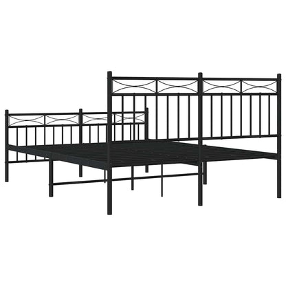vidaXL Metal Bed Frame without Mattress with Footboard Black 135x190cm