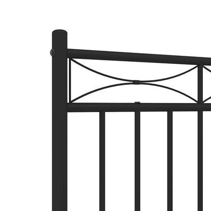 vidaXL Metal Bed Frame without Mattress with Footboard Black 135x190cm