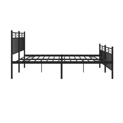 vidaXL Metal Bed Frame without Mattress with Footboard Black 183x213cm