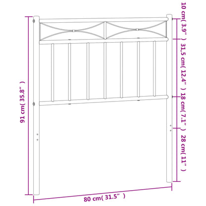 vidaXL Metal Replace Headboard Black 75 cm