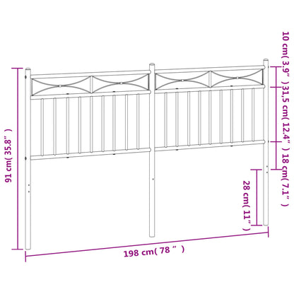 vidaXL Metal Replace Headboard Black 193 cm