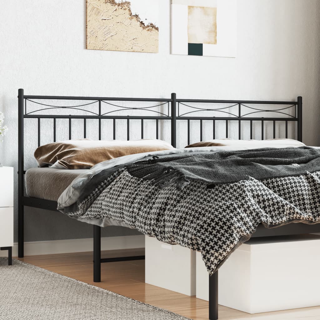 vidaXL Metal Replace Headboard Black 193 cm