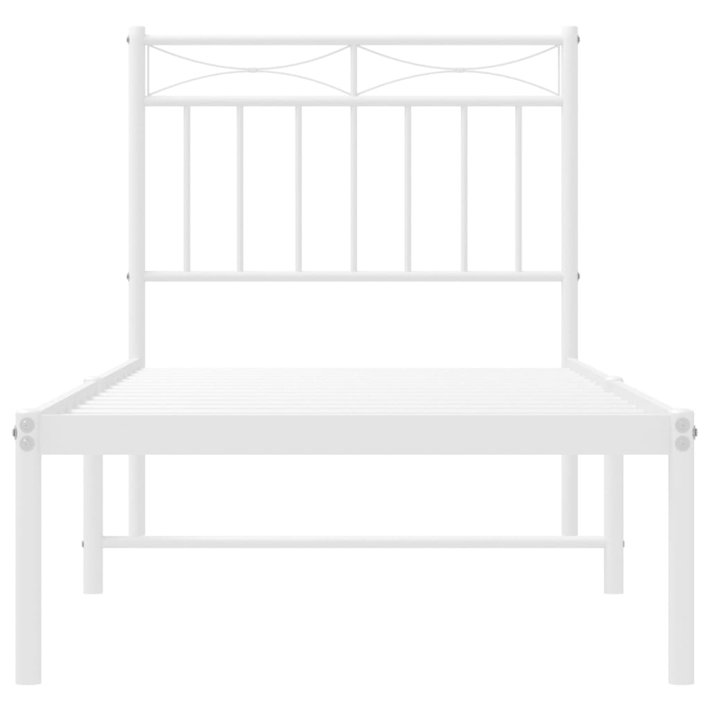 vidaXL Metal Bed Frame without Mattress with Headboard White 75x190cm
