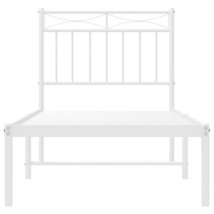 vidaXL Metal Bed Frame without Mattress with Headboard White 75x190cm