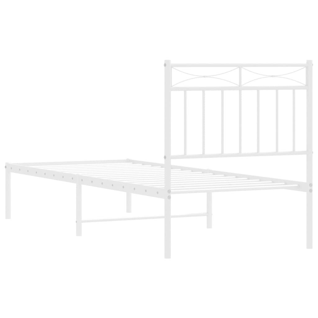 vidaXL Metal Bed Frame without Mattress with Headboard White 75x190cm