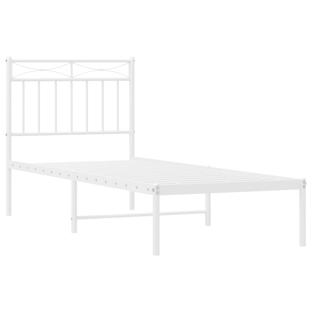 vidaXL Metal Bed Frame without Mattress with Headboard White 80x200cm