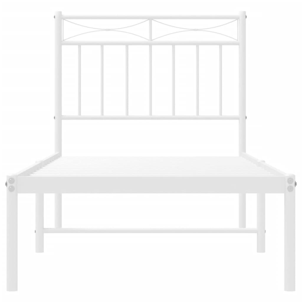 vidaXL Metal Bed Frame without Mattress with Headboard White 80x200cm