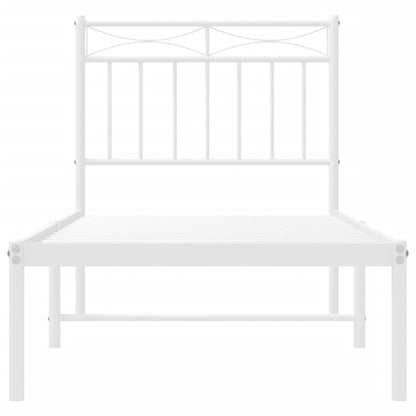 vidaXL Metal Bed Frame without Mattress with Headboard White 80x200cm