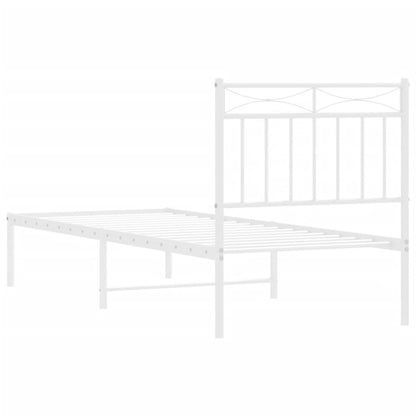 vidaXL Metal Bed Frame without Mattress with Headboard White 80x200cm