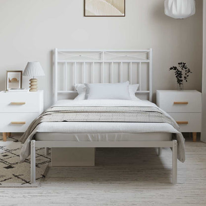 vidaXL Metal Bed Frame without Mattress with Headboard White 100x190cm