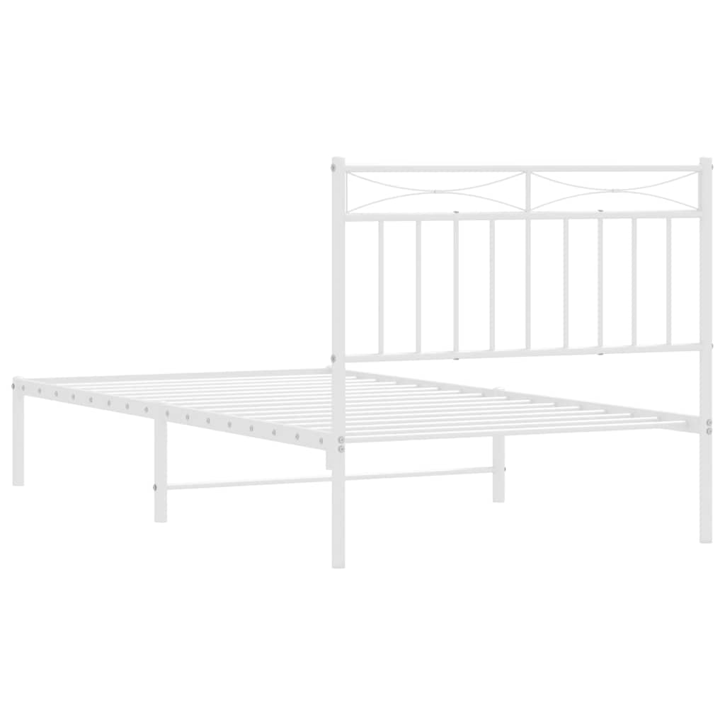 vidaXL Metal Bed Frame without Mattress with Headboard White 100x190cm