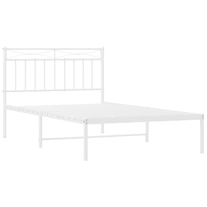 vidaXL Metal Bed Frame without Mattress with Headboard White 100x200cm
