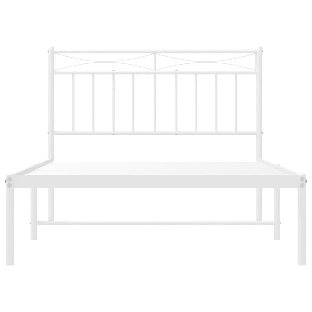 vidaXL Metal Bed Frame without Mattress with Headboard White 100x200cm