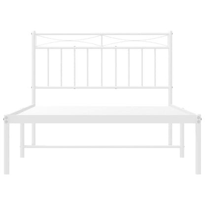 vidaXL Metal Bed Frame without Mattress with Headboard White 100x200cm