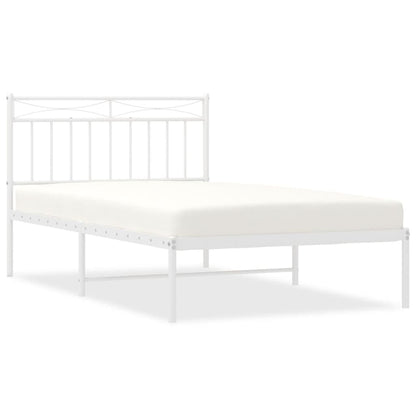 vidaXL Metal Bed Frame without Mattress with Headboard White 107x203cm