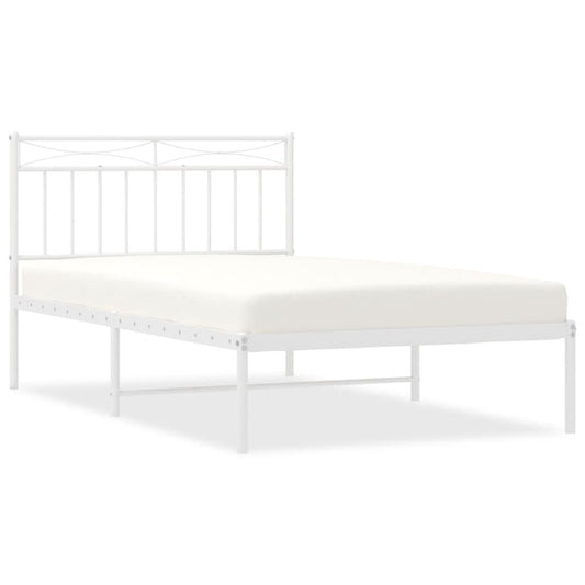vidaXL Metal Bed Frame without Mattress with Headboard White 107x203cm