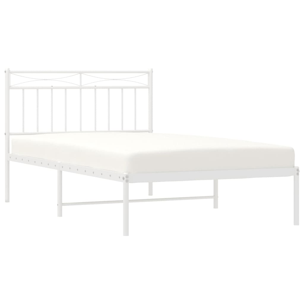 vidaXL Metal Bed Frame without Mattress with Headboard White 107x203cm