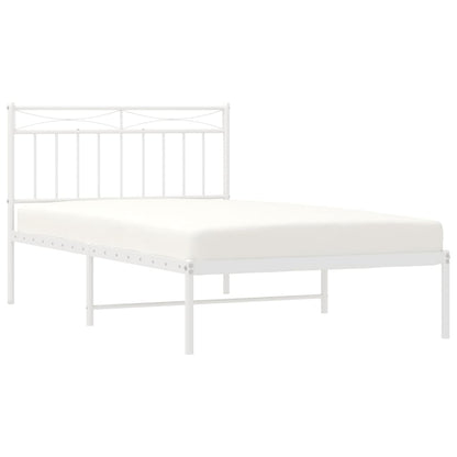 vidaXL Metal Bed Frame without Mattress with Headboard White 107x203cm