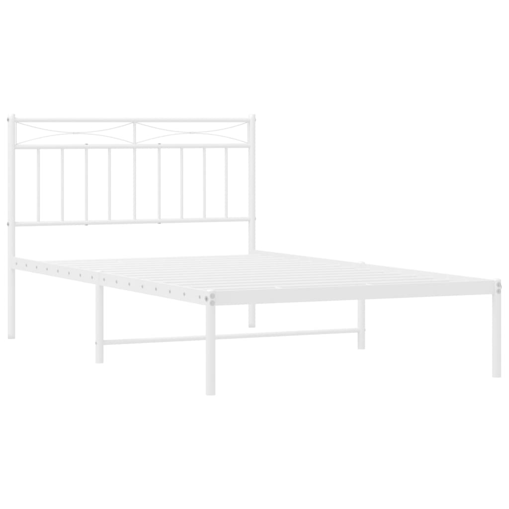 vidaXL Metal Bed Frame without Mattress with Headboard White 107x203cm