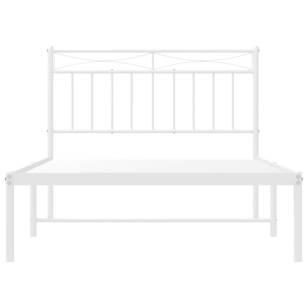vidaXL Metal Bed Frame without Mattress with Headboard White 107x203cm