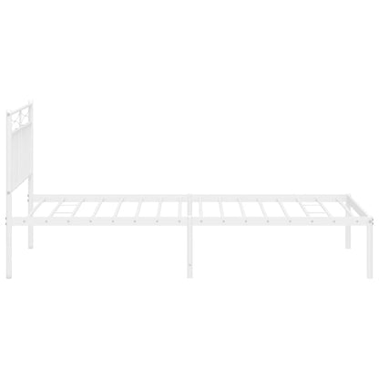vidaXL Metal Bed Frame without Mattress with Headboard White 107x203cm