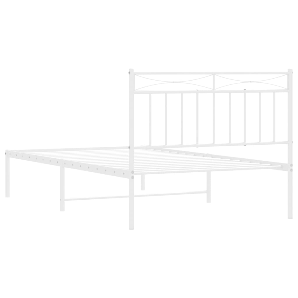 vidaXL Metal Bed Frame without Mattress with Headboard White 107x203cm