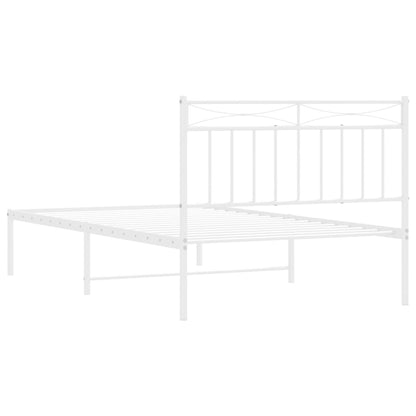 vidaXL Metal Bed Frame without Mattress with Headboard White 107x203cm