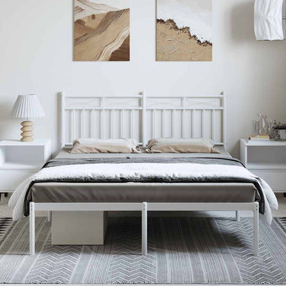 vidaXL Metal Bed Frame without Mattress with Headboard White 135x190cm