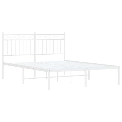 vidaXL Metal Bed Frame without Mattress with Headboard White 135x190cm