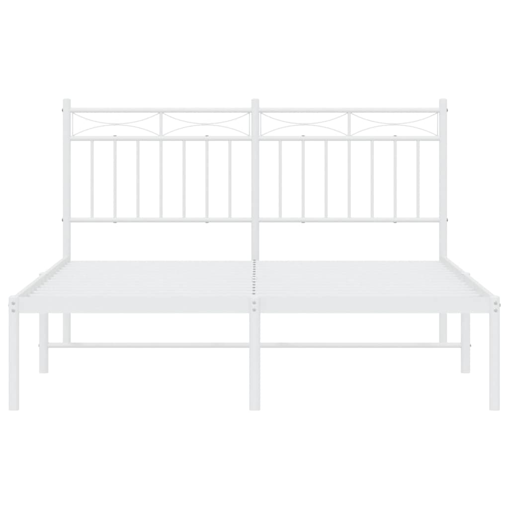 vidaXL Metal Bed Frame without Mattress with Headboard White 135x190cm