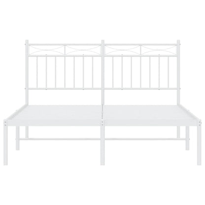 vidaXL Metal Bed Frame without Mattress with Headboard White 135x190cm