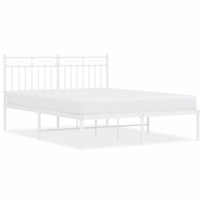 vidaXL Metal Bed Frame without Mattress with Headboard White 140x200cm