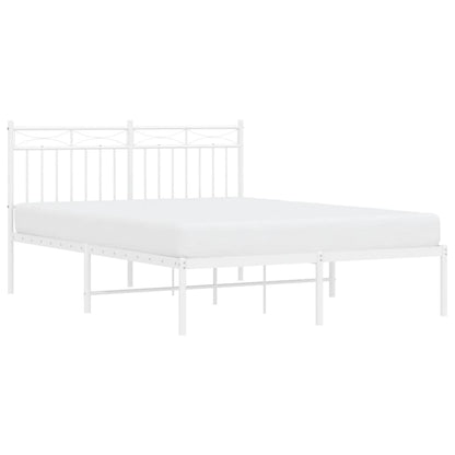 vidaXL Metal Bed Frame without Mattress with Headboard White 140x200cm