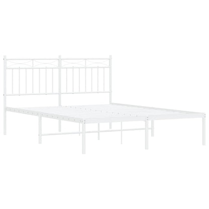 vidaXL Metal Bed Frame without Mattress with Headboard White 140x200cm