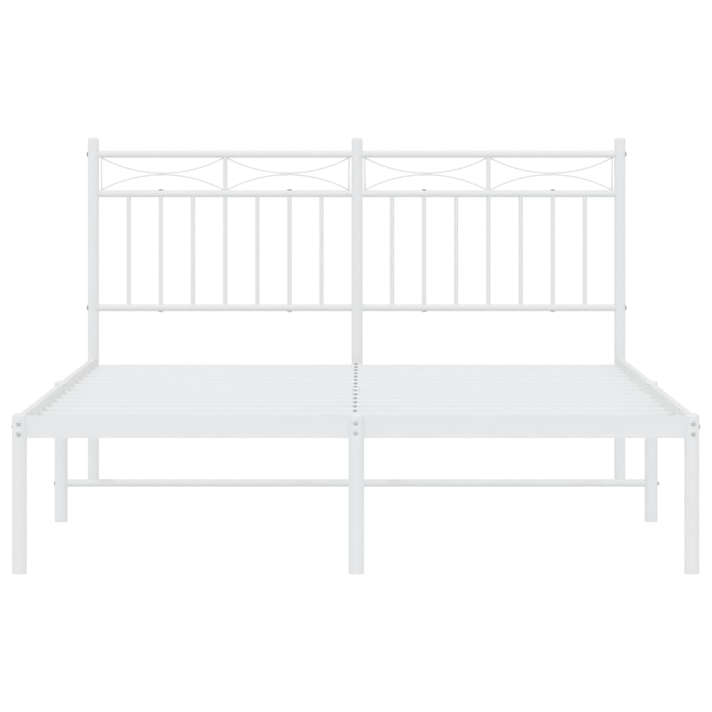 vidaXL Metal Bed Frame without Mattress with Headboard White 140x200cm