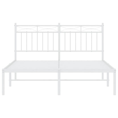 vidaXL Metal Bed Frame without Mattress with Headboard White 140x200cm