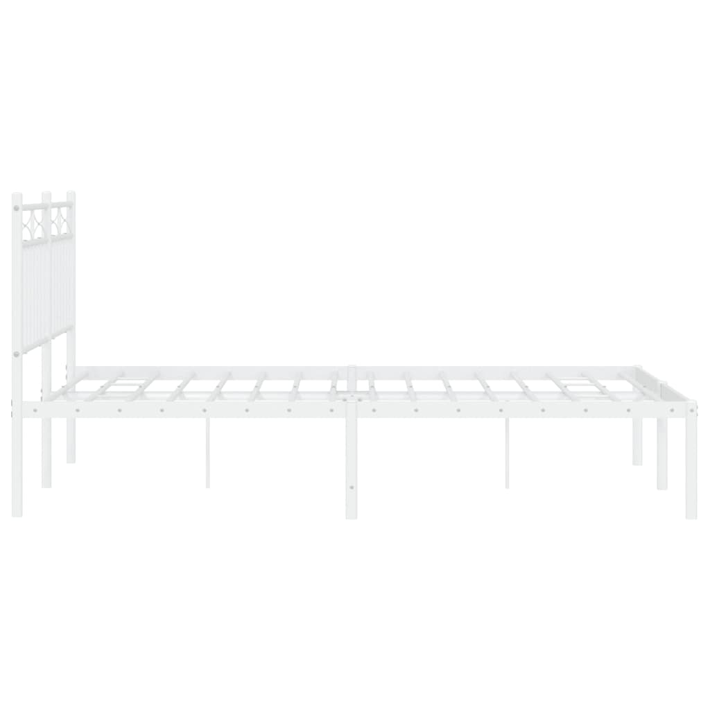vidaXL Metal Bed Frame without Mattress with Headboard White 140x200cm