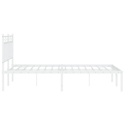 vidaXL Metal Bed Frame without Mattress with Headboard White 140x200cm