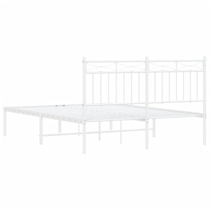 vidaXL Metal Bed Frame without Mattress with Headboard White 140x200cm
