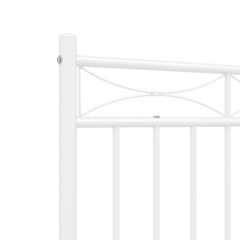 vidaXL Metal Bed Frame without Mattress with Headboard White 140x200cm