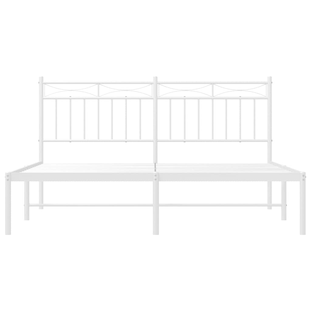 vidaXL Metal Bed Frame without Mattress with Headboard White 150x200cm