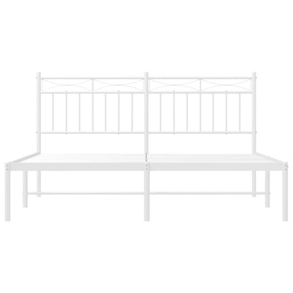 vidaXL Metal Bed Frame without Mattress with Headboard White 150x200cm