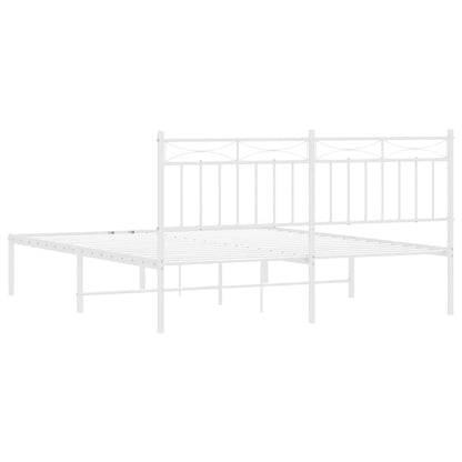 vidaXL Metal Bed Frame without Mattress with Headboard White 150x200cm