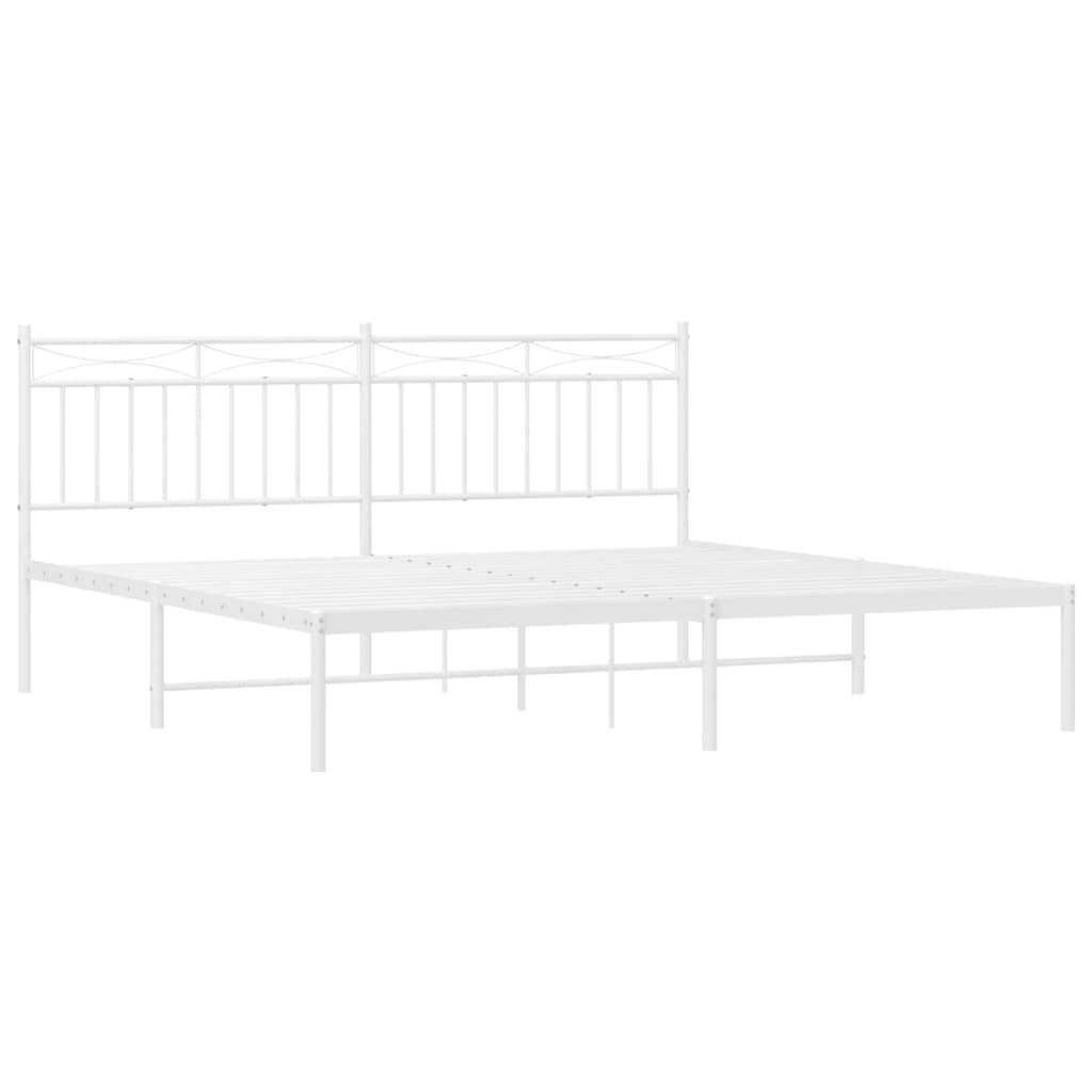 vidaXL Metal Bed Frame without Mattress with Headboard White 183x213cm