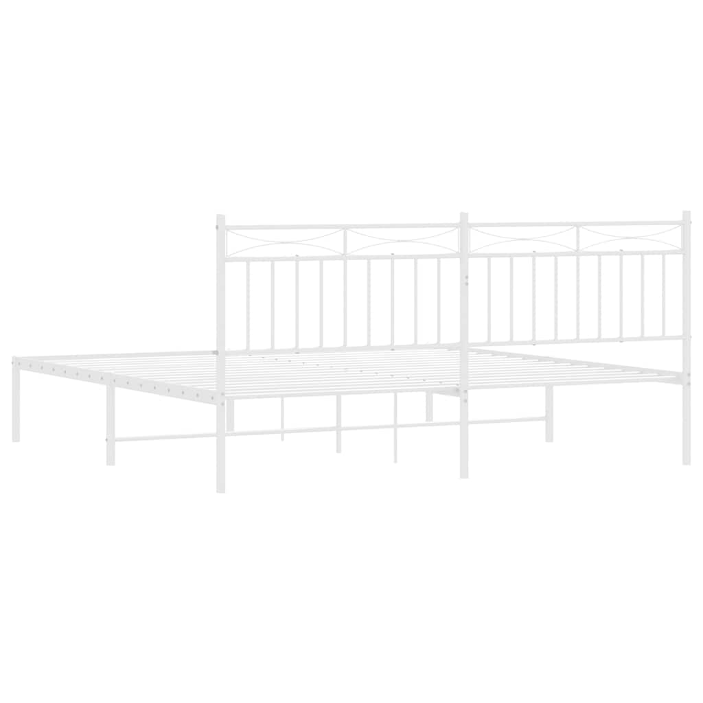 vidaXL Metal Bed Frame without Mattress with Headboard White 183x213cm