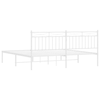 vidaXL Metal Bed Frame without Mattress with Headboard White 183x213cm